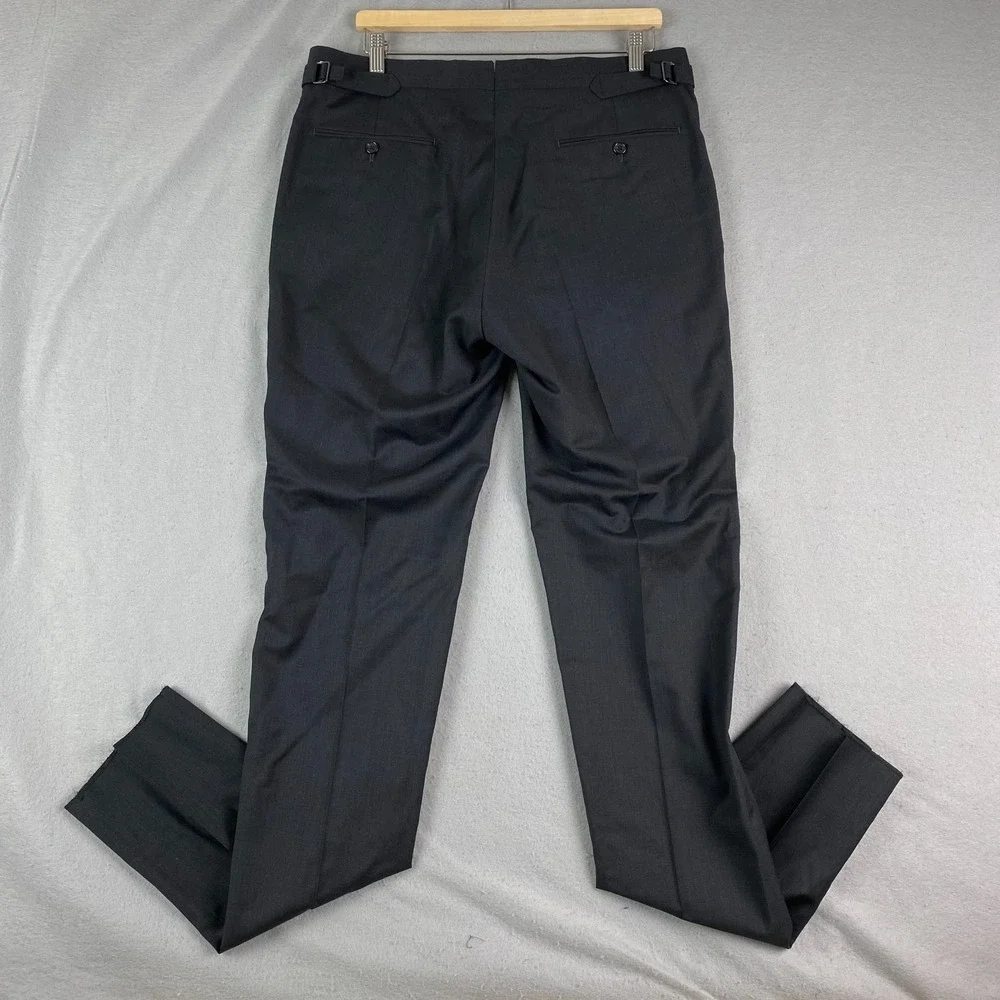 Polo Ralph Lauren Mens serge Wool Dress Pants 34 slim fit Side Tab Unhemmed NWOT